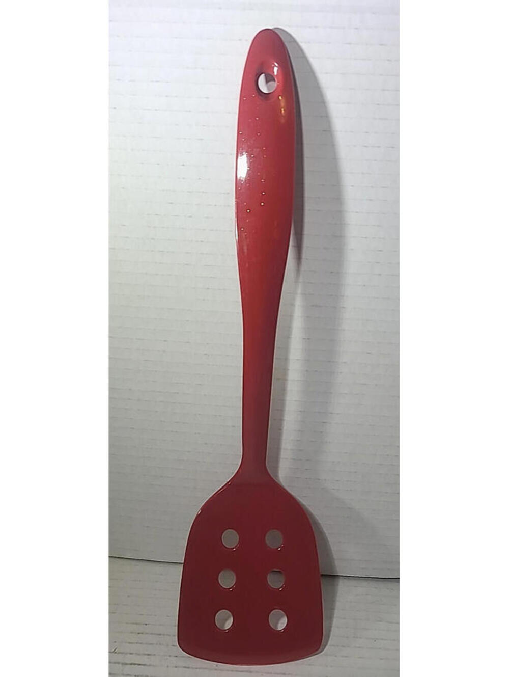 Vintage 12" Slotted Red Melamine Holed Spatula With Gold Flakes Sparkly GUC